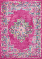 Nourison Passion Fuchsia 3'9' X 5'9' Area Rug, Boho, Traditional, Easy Cleaning, Non Shedding, Bed Room, Living Room, Hallway, (4' X 6')