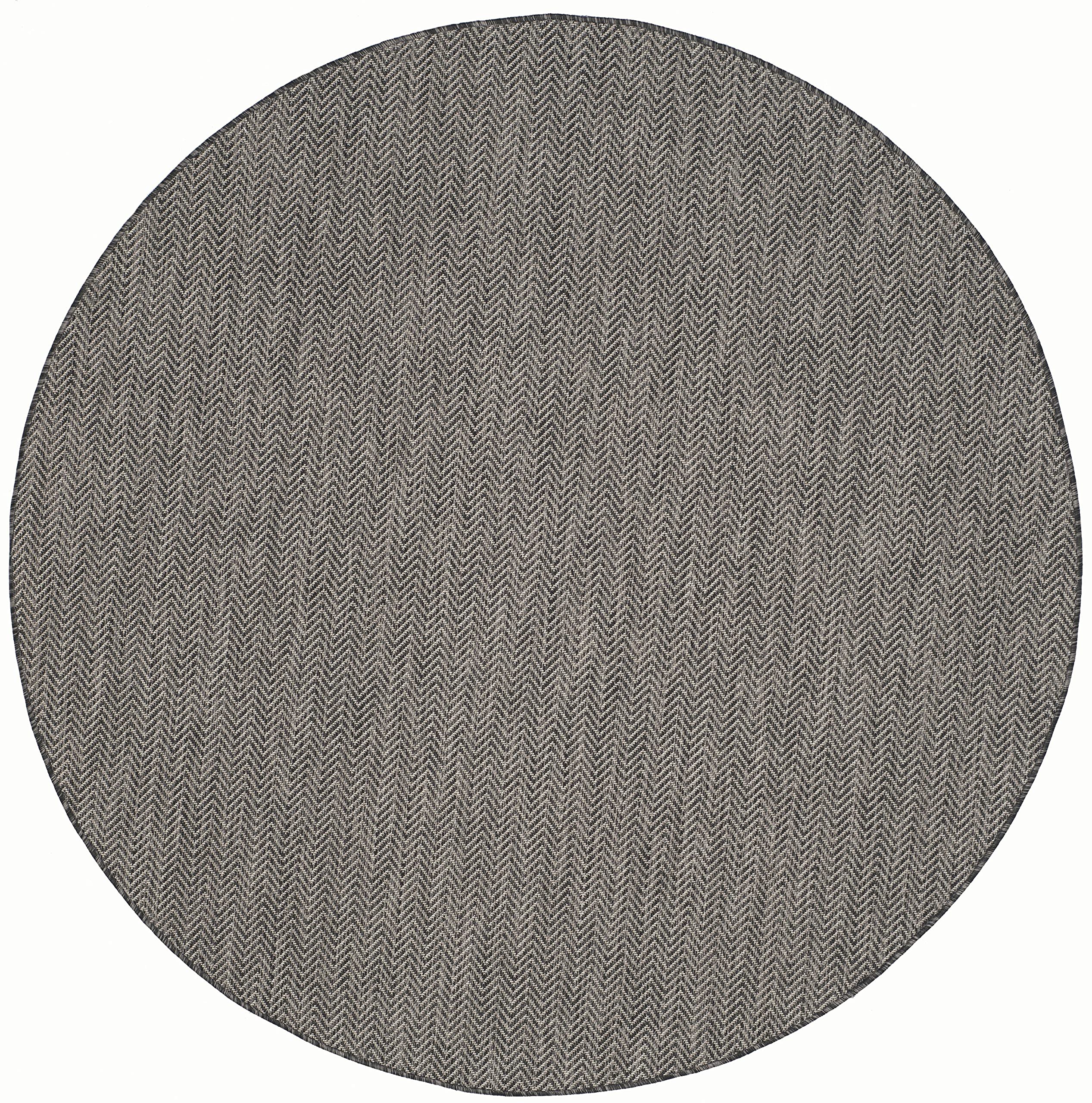 Safavieh Courtyard Collection Area Rug - 4' Round, Black & Beige, Non-Shedding & Easy Care, Indoor/Outdoor & Washable-Ideal For