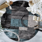 Rugshop Contemporary Abstract Circle Design Soft Round Area Rug 8' Gray