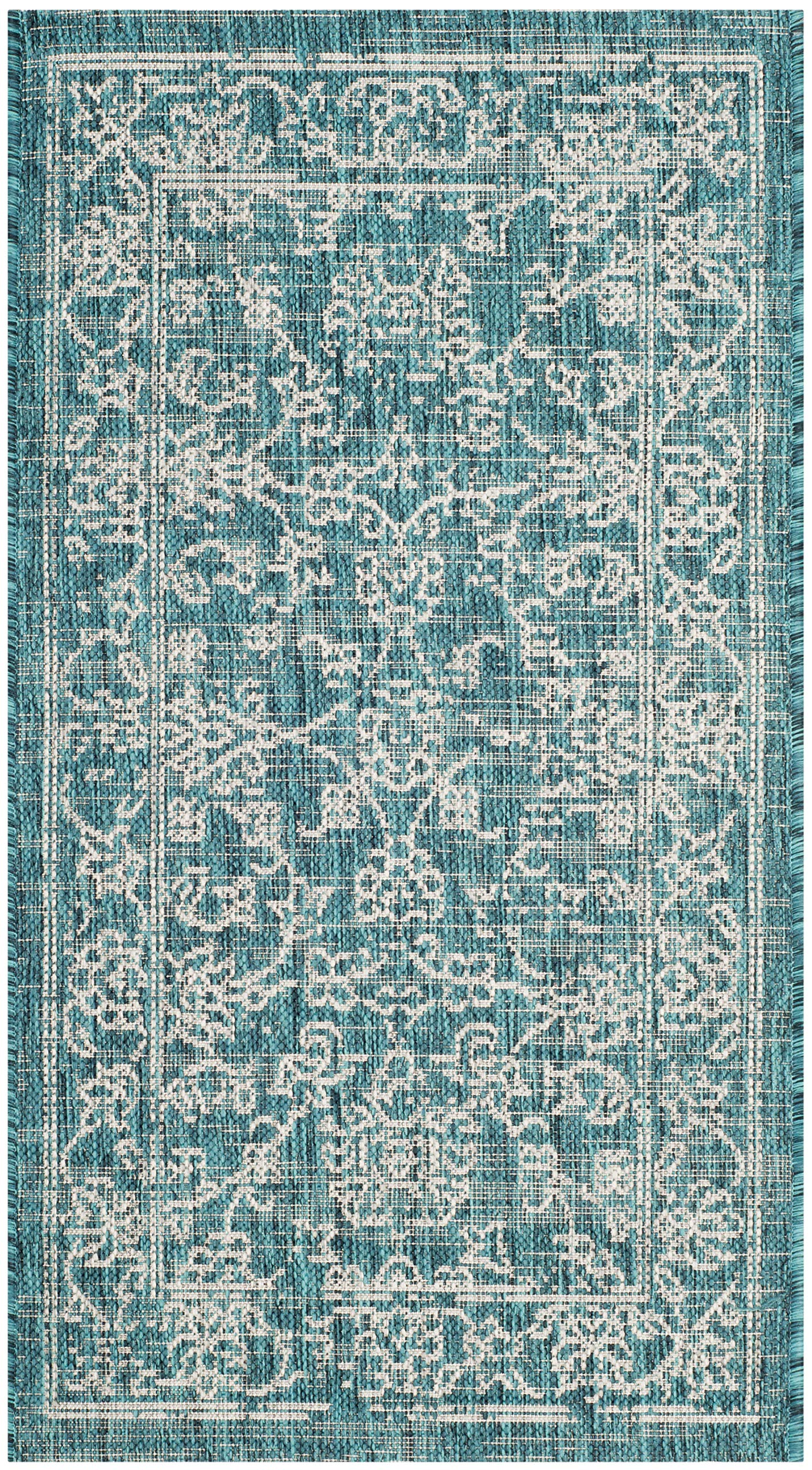 Safavieh Courtyard Collection 2' X 3'7' Turquoise Cy8680 Indoor/ Outdoor Waterproof Easy Cleaning Patio Backyard Mudroom Accent Rug