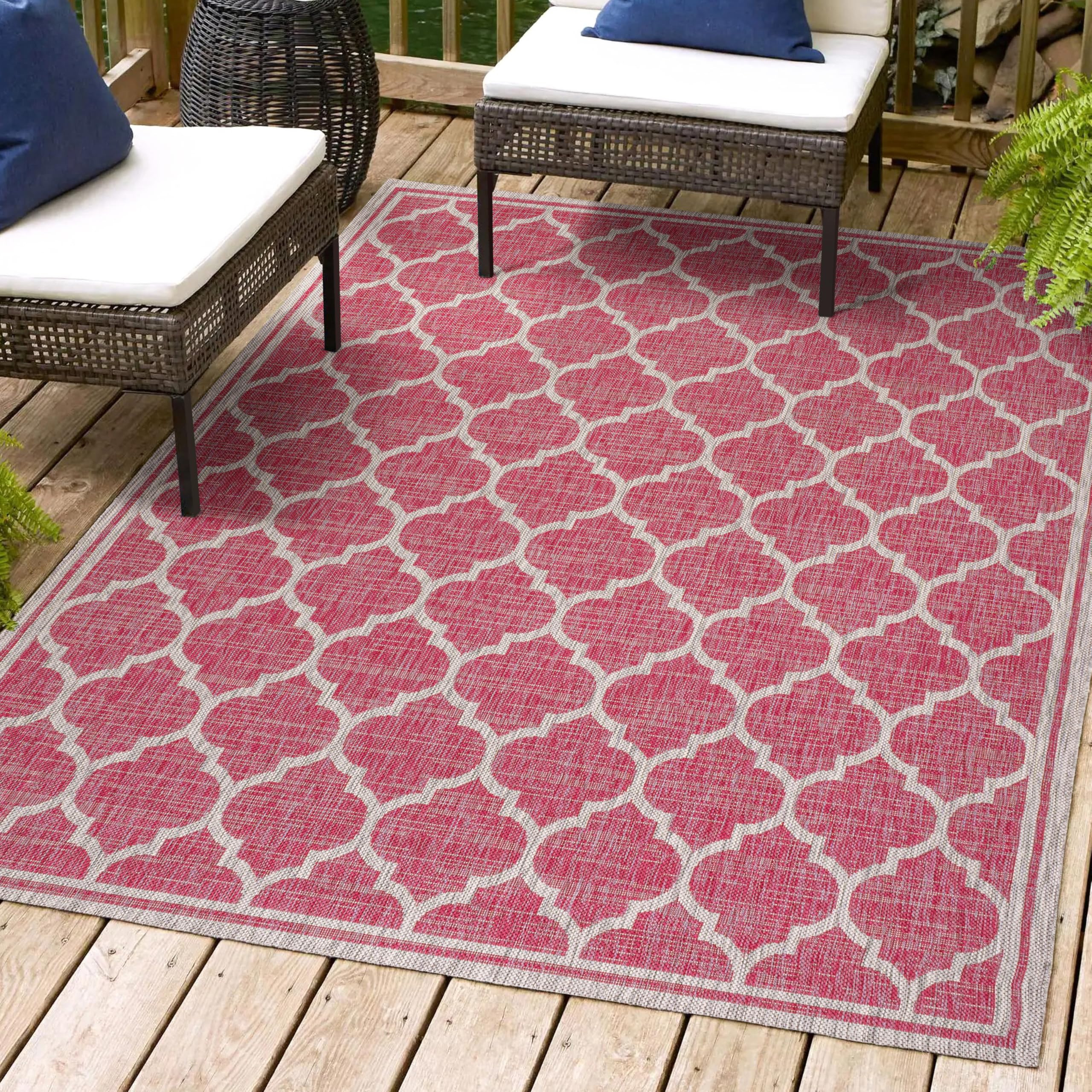 Jonathan Y Smb109H-5 Trebol Moroccan Trellis Textured Weave Indoor Outdoor Area Rug, Bohemian Contemporary Easy Cleaning,Bedroom