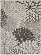 Nourison Aloha Indoor/Outdoor Floral Silver Grey 7'10' X 10'6' Area Rug, (8' X 11')