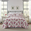 Laura Ashley - Twin Quilt Set, Reversible Cotton Bedding With Matching Sham, Lightweight Home Decor For All Seasons (Lidia Pink,