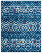 Safavieh Amsterdam Collection Area Rug - 10' X 14', Navy & Turquoise, Moroccan Boho Design, Non-Shedding & Easy Care, Ideal For