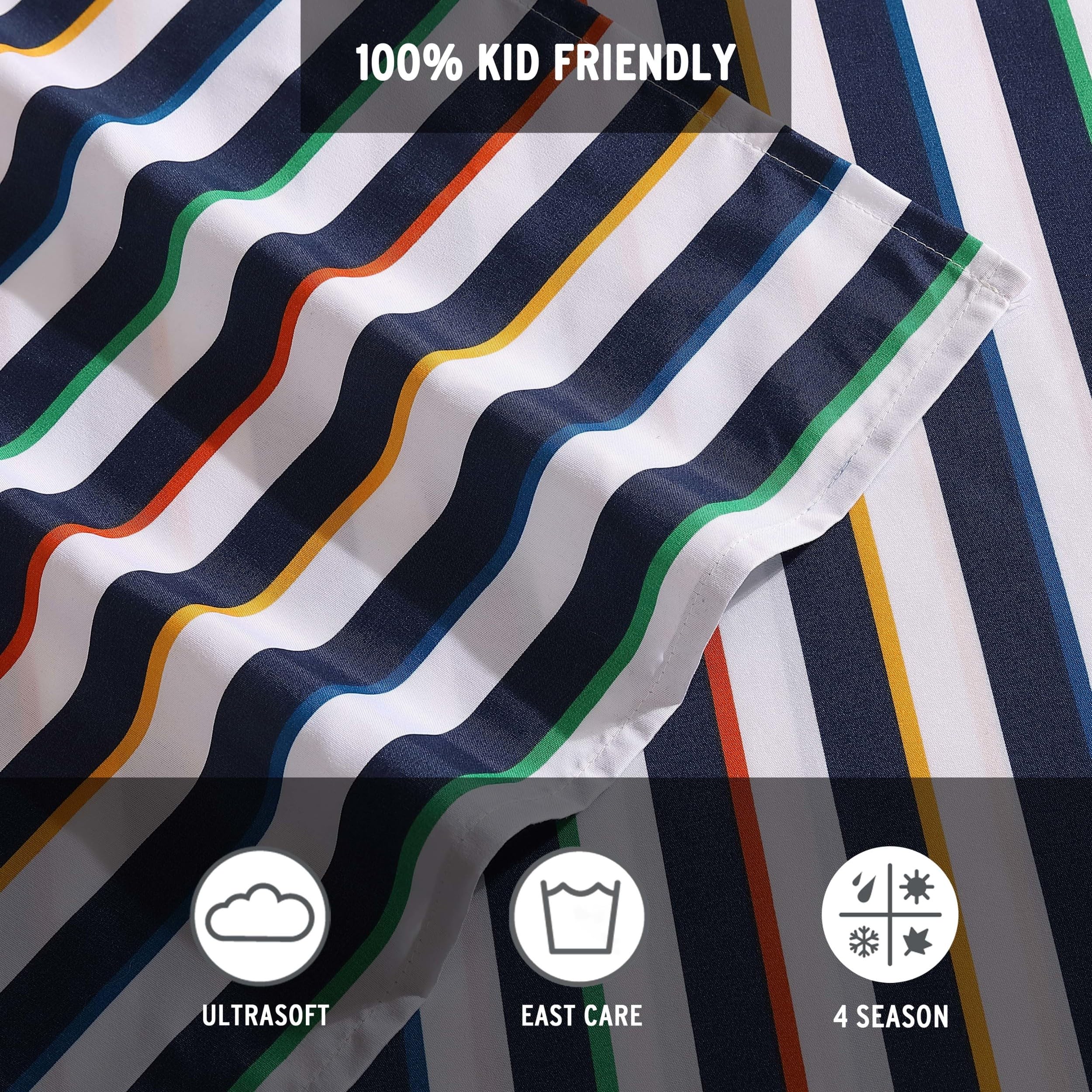 Eddie Bauer Kids - Full Sheets, Stain Resistant Kids Bedding, Ideal For Toddler Bedding Set (Stripes Game Blue, Full)