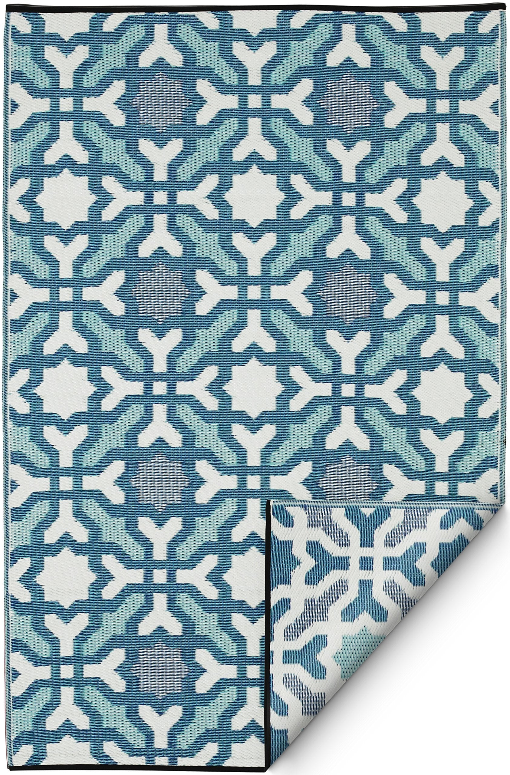 Fab Habitat Outdoor Rug - Waterproof, Fade Resistant, Reversible - Premium Recycled Plastic - Spanish Tile - Patio, Deck, Porch,