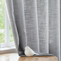 FMFUNCTEX Linen Semi Sheer Curtains 54 Inch Length for Bedroom Living Room, Grey Curtain Panels Sheer Linen Textured Window Drap