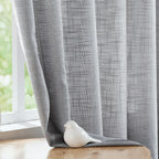 FMFUNCTEX Linen Semi Sheer Curtains 54 Inch Length for Bedroom Living Room, Grey Curtain Panels Sheer Linen Textured Window Drap