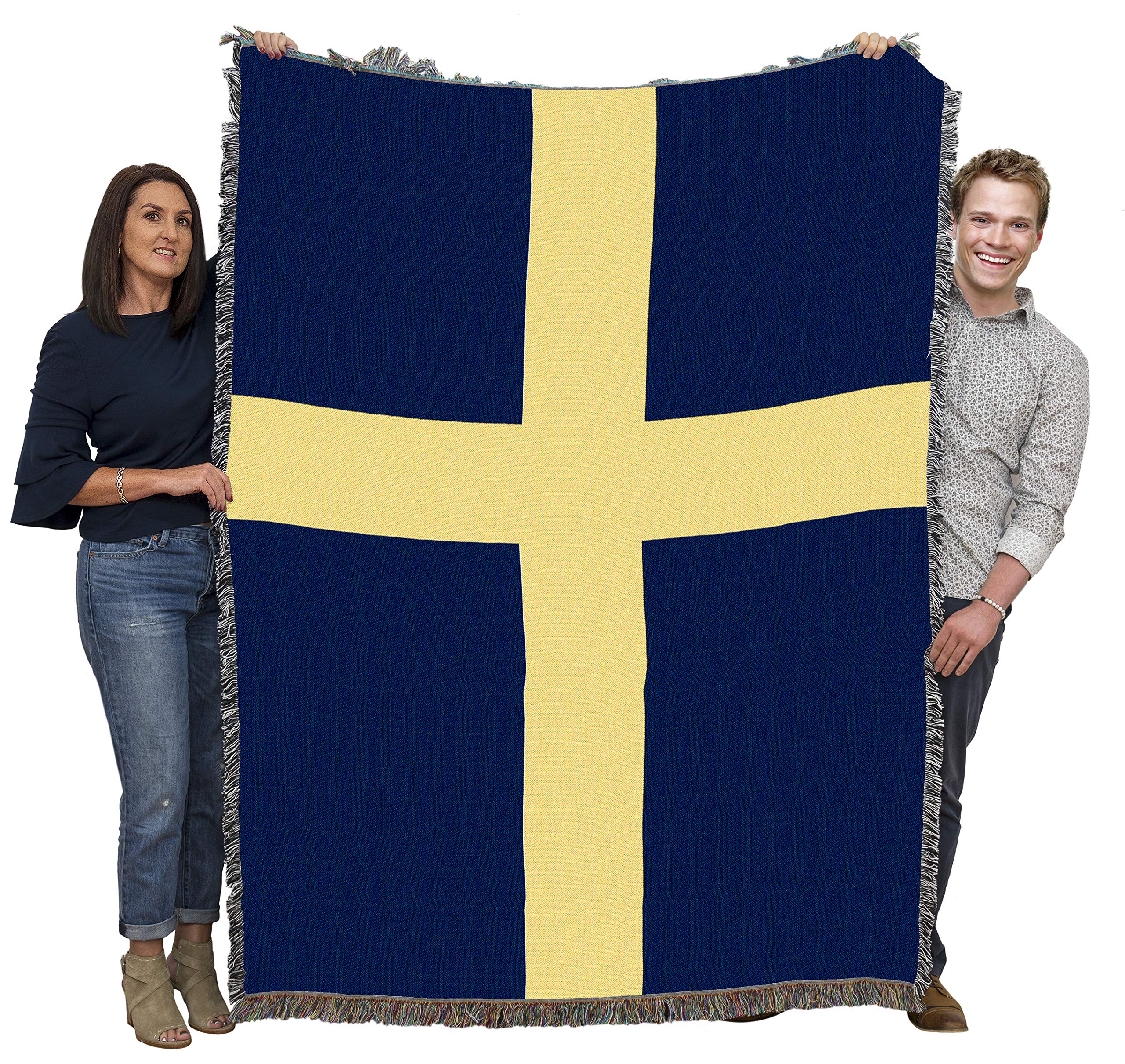 Pure Country Weavers Sweden Flag Blanket - Gift Tapestry Throw - Woven From Cotton - Made In The Usa (72X54)