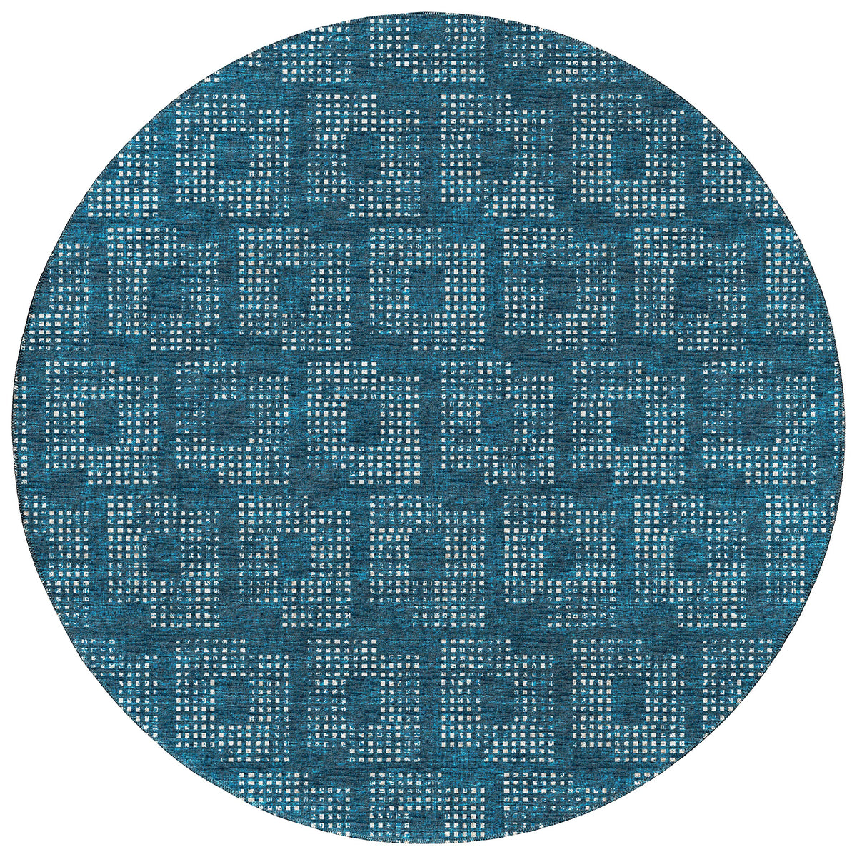 Addison Rugs Eleanor Aer31 Blue 8' X 8' Indoor Outdoor Round Rug, Easy Clean, Machine Washable, Non Shedding, Bedroom, Living Room, Dining Room, Kitchen, Patio Rug