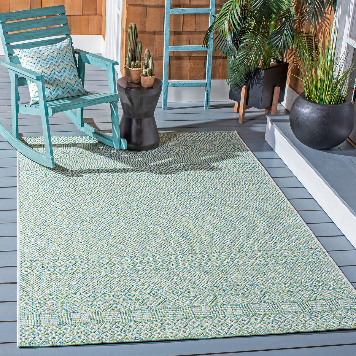 Safavieh Courtyard Collection 4' X 5'7' Ivory/Green Cy8235 Indoor/ Outside Waterproof Easy Cleansingpatio Backyard Mudroom Area