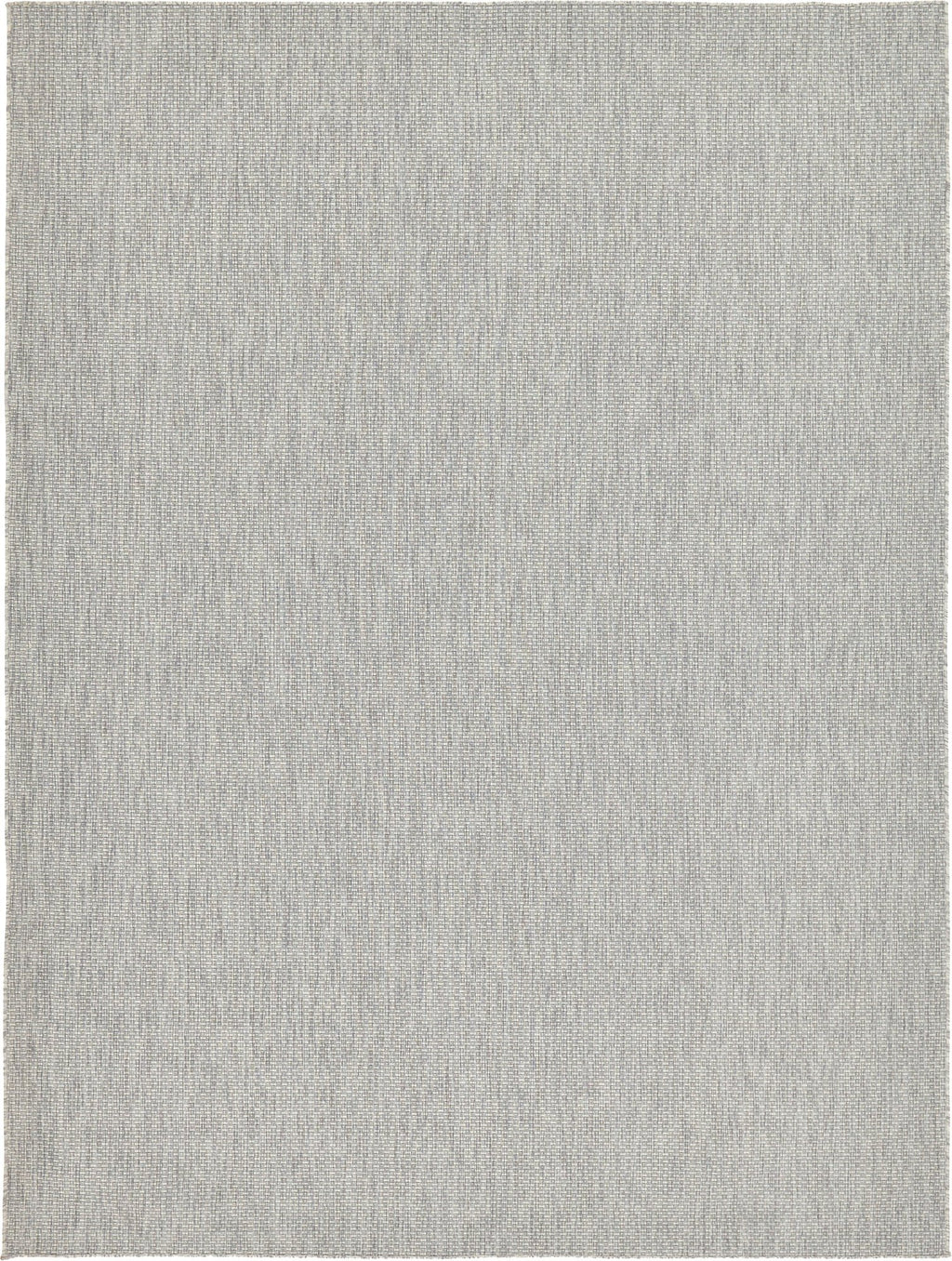 Unique Loom Collection Casual Transitional Solid Heathered Indoor/Outdoor Flatweave Area Rug (9' X 12' Rectangle, Light Gray/Ivo