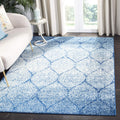SAFAVIEH Madison Collection Accent Rug - 3 x 5, Navy & Blue, Glam Ogee Trellis Distressed Design, Non-Shedding & Easy Care, Id