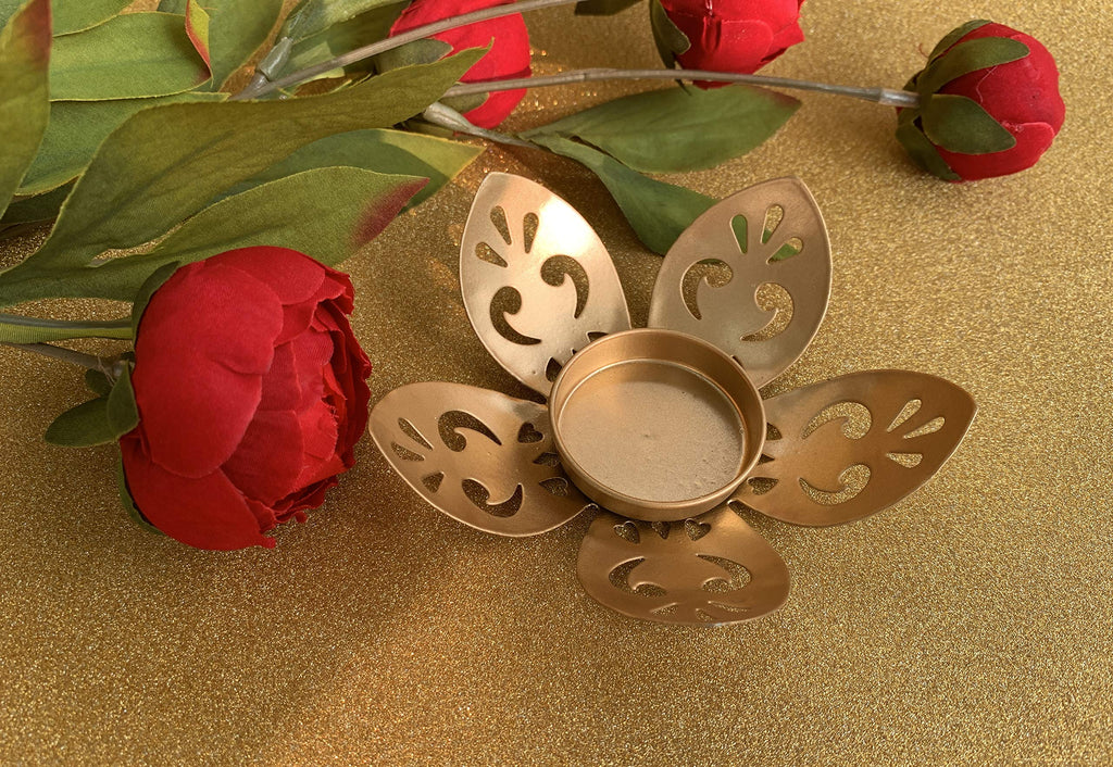 Desi Favors Dye Cut Flower Shape Tea Light Holder | Decorated Pearls | Christmas D  Cor | Candle Diya Holder For India, Diwali,