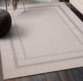 Sherloom Modern Bordered Indoor Outdoor Area Rug Weather Resistant Outdoor Carpet For Porch Deck Balcony Backyard Patio Rug 8X10