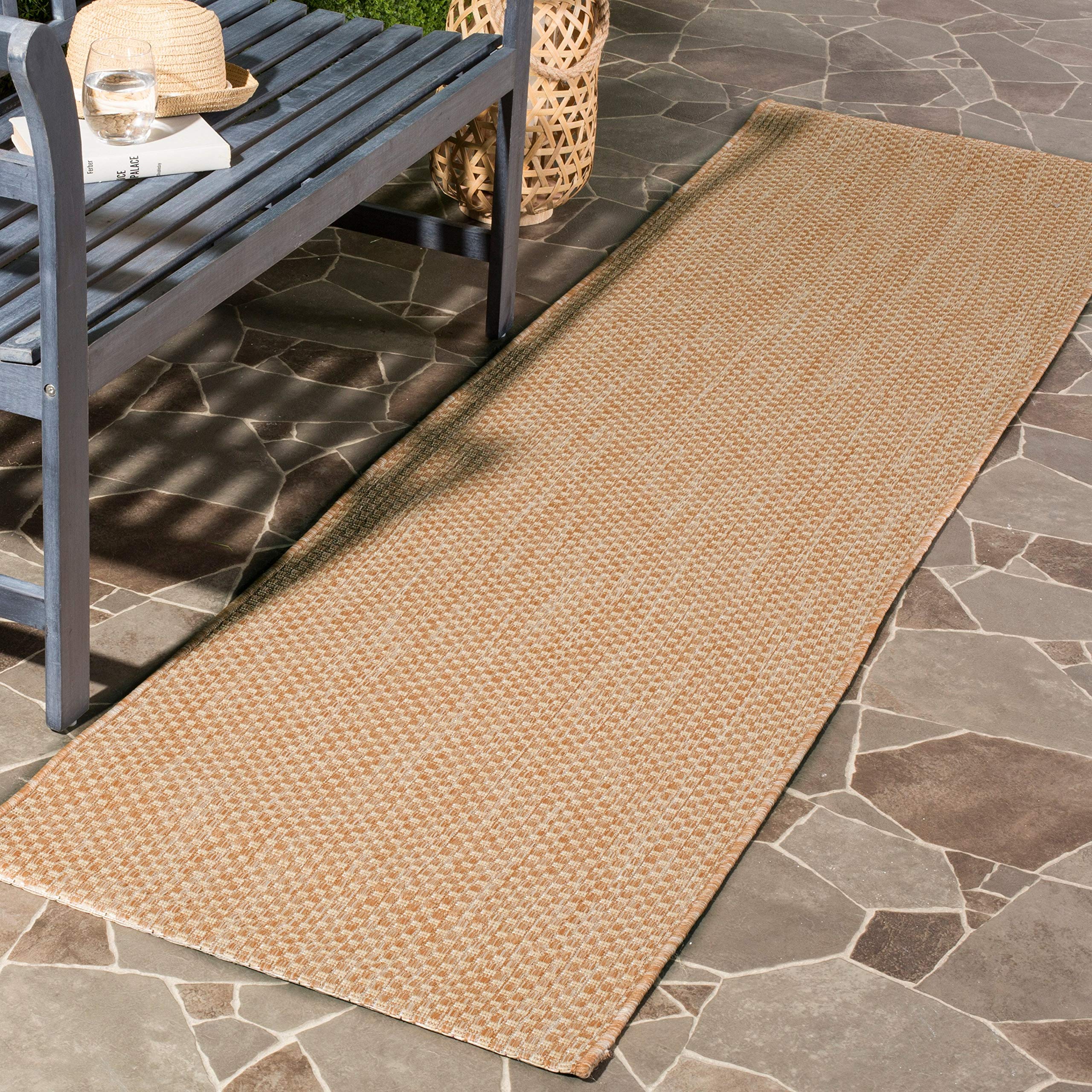 SAFAVIEH Courtyard Collection 23 x 67 Natural/Cream CY8521 Indoor/ Outdoor Patio Backyard Mudroom Runner Rug