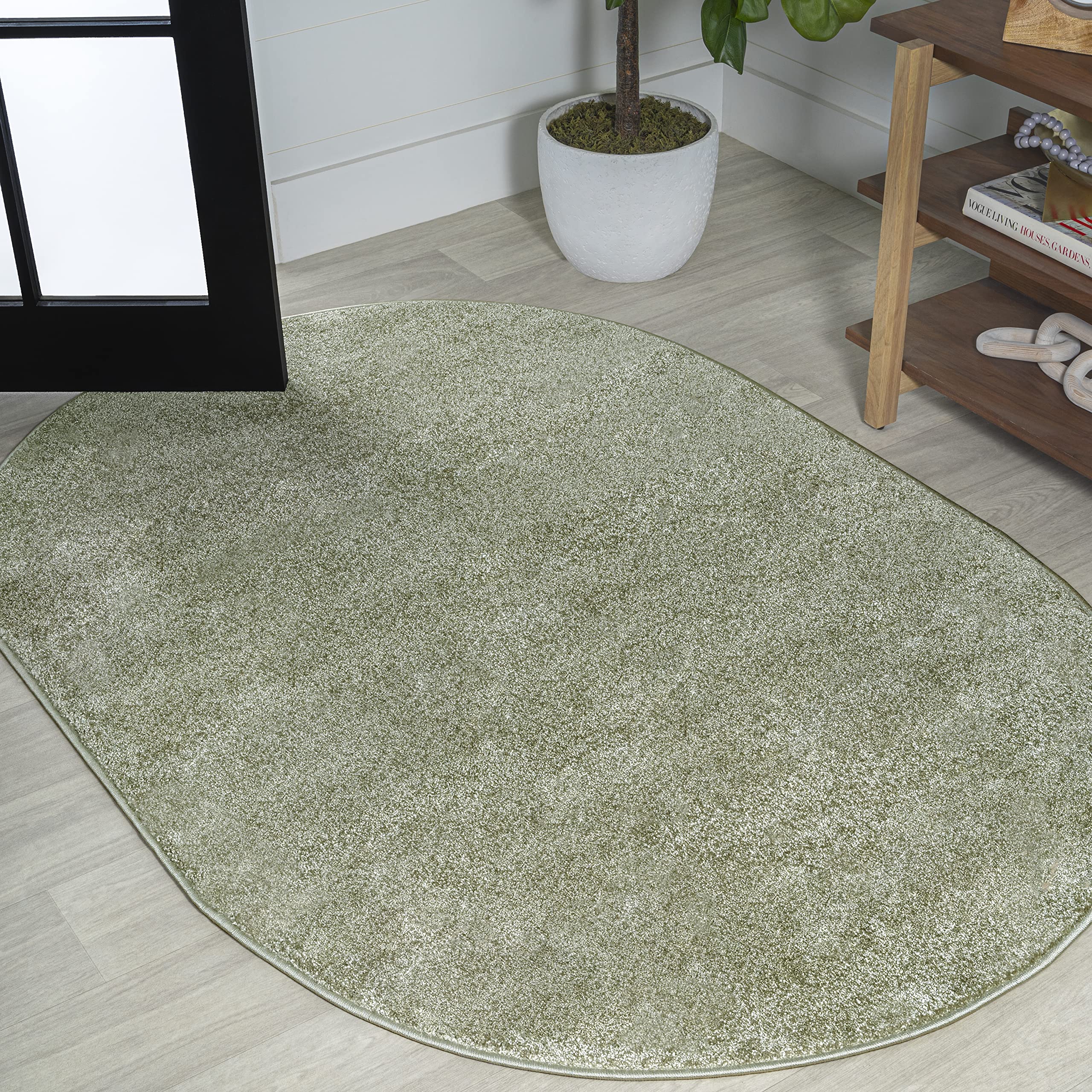 JONATHAN Y SEU100O-6OV Haze Solid Low-Pile Indoor Area Rug, Coastal, Bohemian, Minimalist, Classic, Casual for Bedroom,Kitchen,L