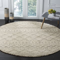 SAFAVIEH Arizona Shag Collection 11 Round Ivory/Beige ASG741A Moroccan Non-Shedding 1.6-inch Thick Area Rug