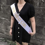 Dadam Birthday Sash For Girls White Satin Birthday Girl Sash With Gold Glitter Lettering Party Favors, Supplies And Decorations
