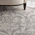 Nourison Jubilant Damask Grey 8 x Round Area -Rug, Easy -Cleaning, Non Shedding, Bed Room, Living Room, Dining Room, Kitchen (8