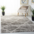 SAFAVIEH Hudson Shag Collection Area Rug - 9 x 12, Distressed Grey & Ivory, Trellis Design, Non-Shedding & Easy Care, 2-inch T