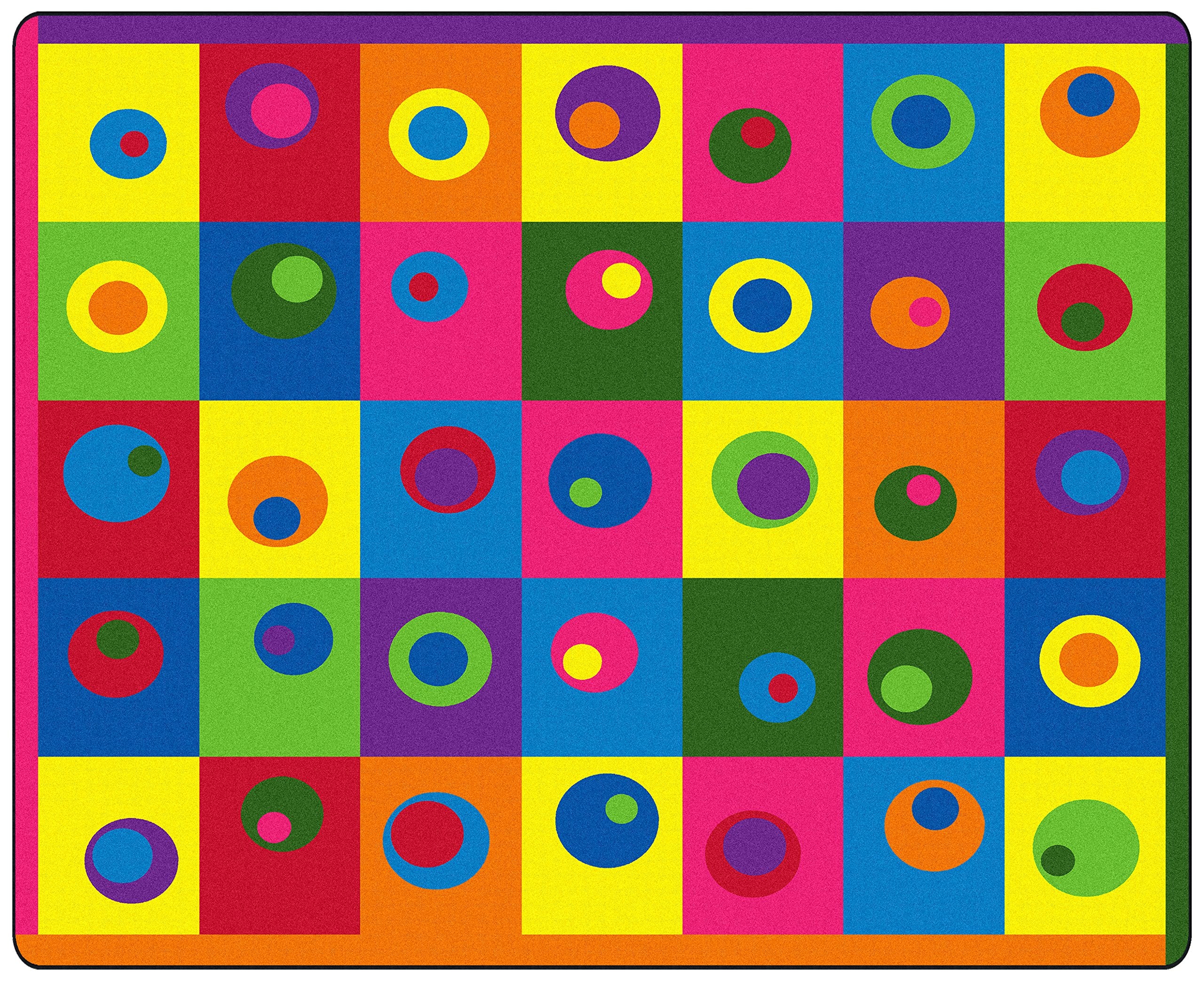 Flagship Carpets Multi Silly Circles Colorful Abstract Childrens Classroom Area Rug for Kids Room Seating D  cor, Play Carpet f