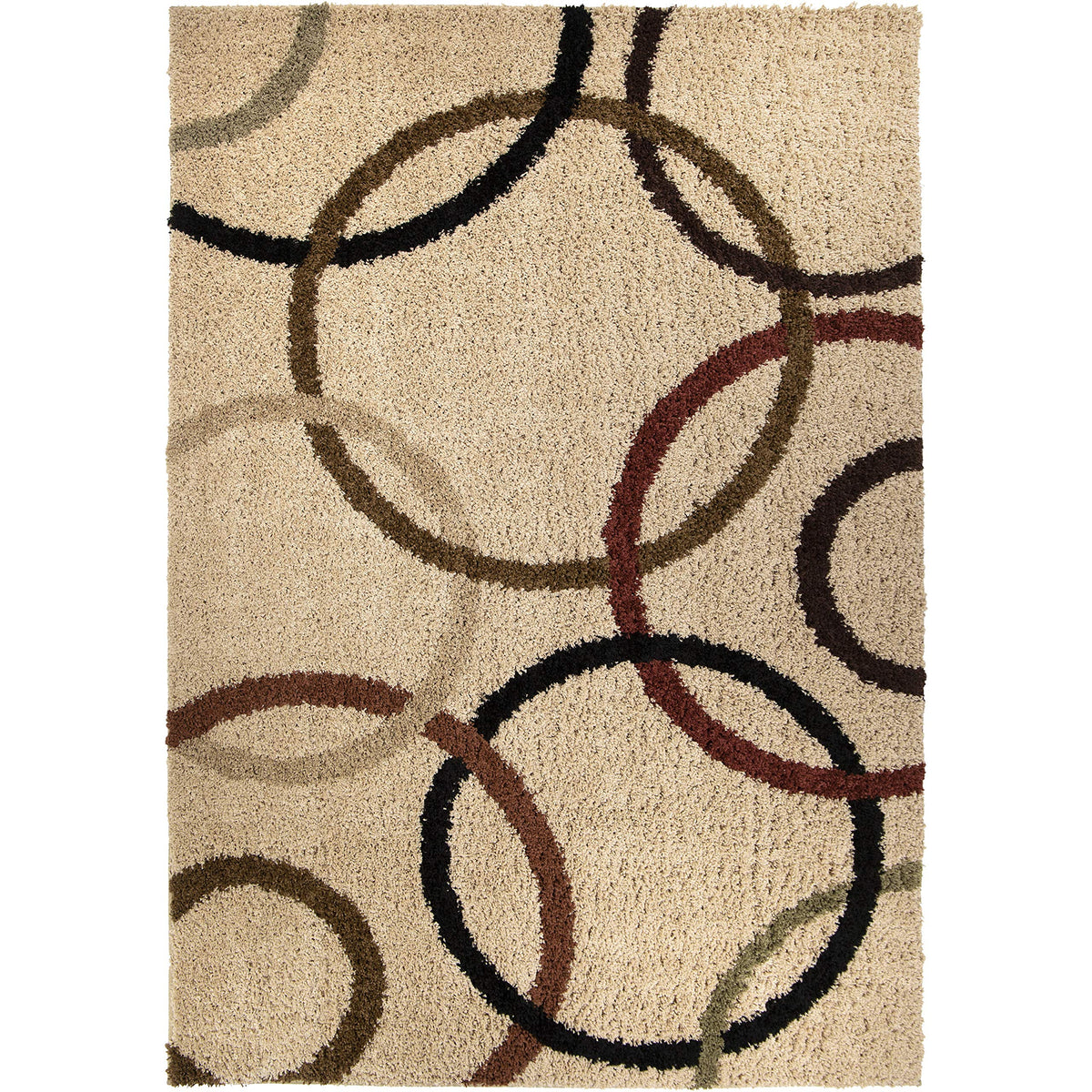 Orian Rugs Impressions Shag Circle Design Bisque Area Rug, 7'10&quot; X 10'10&quot;, Ivory