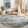 SAFAVIEH Madison Collection Area Rug - 4 Round, Grey & Blue, Modern Abstract Design, Non-Shedding & Easy Care, Ideal for High T