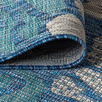 Jonathan Y Smb110C-214 Zinnia Modern Floral Textured Weave Indoor/Outdoor Runner Rug, Bohemian, Coastal, Transitional For Bedroom, Kitchen, Living Room, Easy-Cleaning, Navy/Aqua, 2 Ft. X 14 Ft.