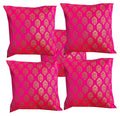 Pink Parrot Dopian Jacquard Throw Pillow Covers/Cushion Covers (16X16 Inches)  Set Of 5025