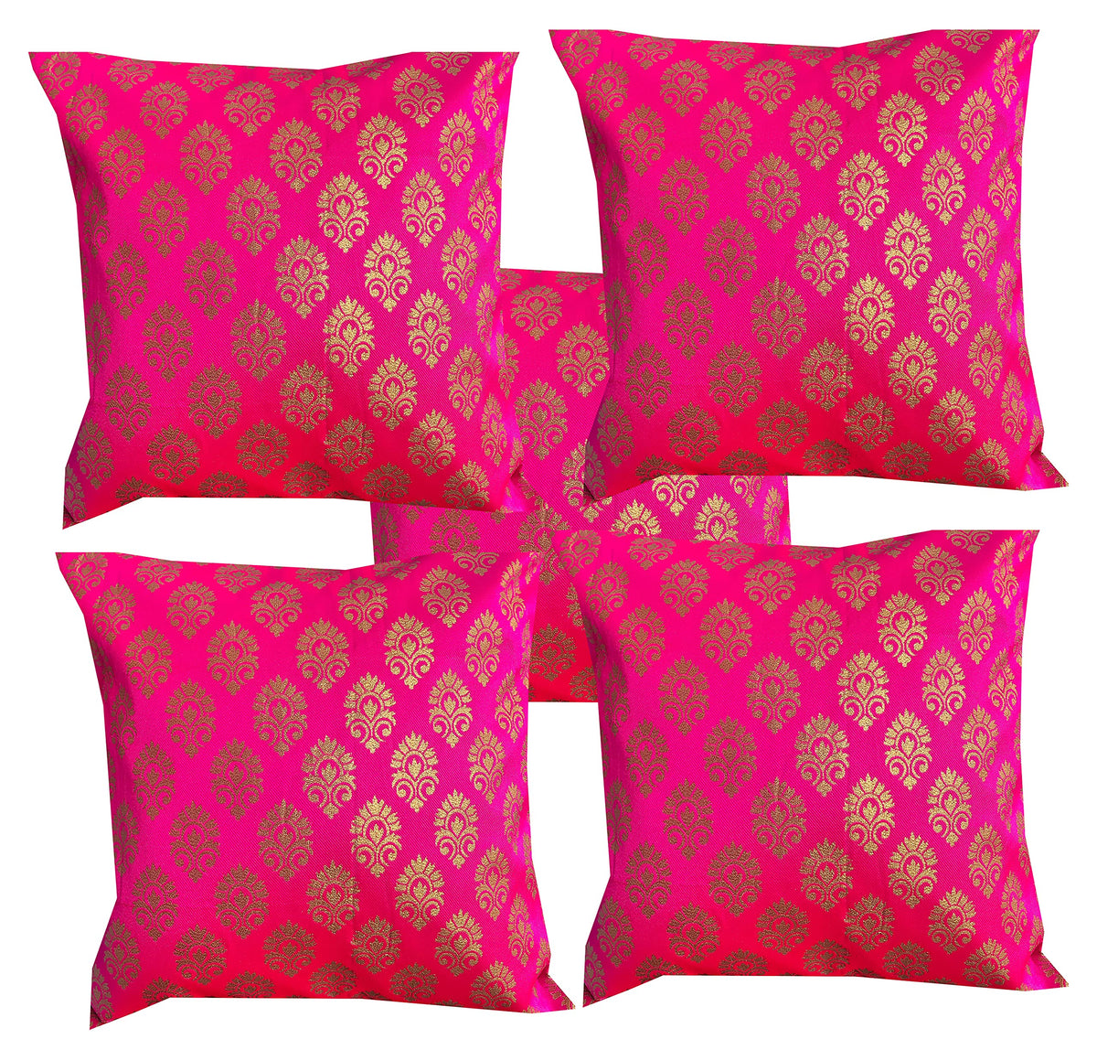 Pink Parrot Dopian Jacquard Throw Pillow Covers/Cushion Covers (16X16 Inches)  Set Of 5025