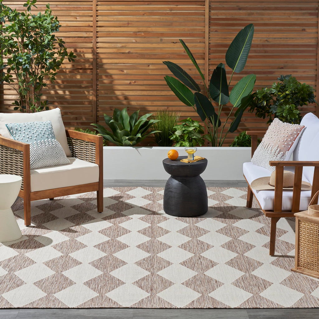 Nourison Positano Indoor/Outdoor Beige 7' X 10' Area Rug, Easy Cleaning, Non Shedding, Bed Room, Living Room, Dining Room, Backyard, Deck, Patio (7X10)