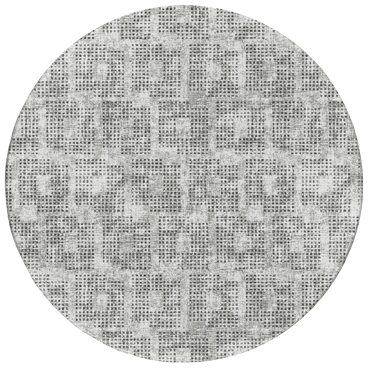 Addison Rugs Eleanor Aer31 Gray 8' X 8' Indoor Outdoor Round Rug, Easy Clean, Machine Washable, Non Shedding, Bedroom, Living Room, Dining Room, Kitchen, Patio Rug