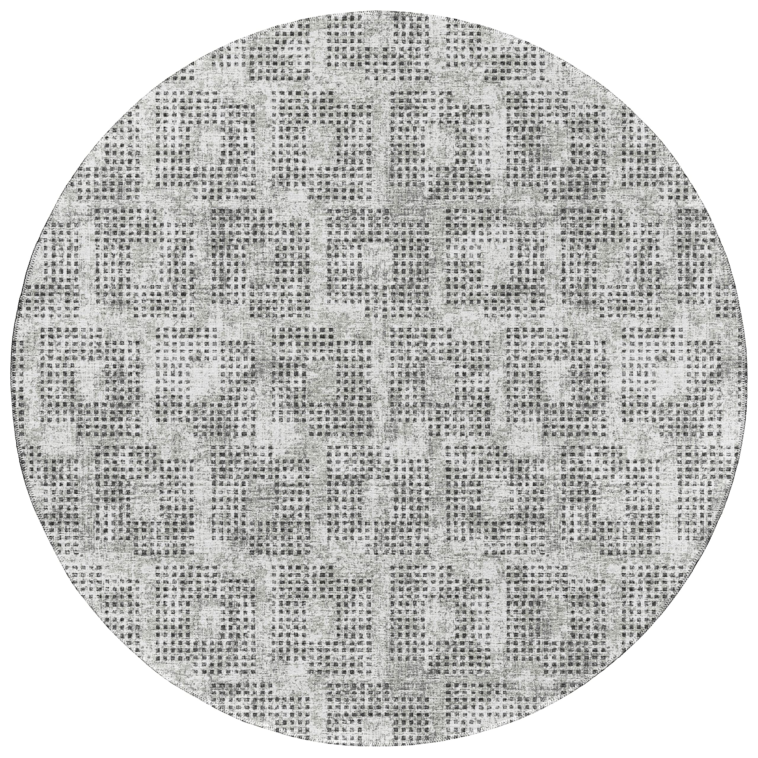 Addison Rugs Eleanor Aer31 Gray 8' X 8' Indoor Outdoor Round Rug, Easy Clean, Machine Washable, Non Shedding, Bedroom, Living Room, Dining Room, Kitchen, Patio Rug
