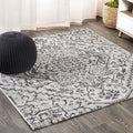 JONATHAN Y SMB105D-8SQ Estrella Bohemian Medallion Textured Weave Black/Gray 8 Square Indoor/Outdoor Area Rug, Pet Friendly, No