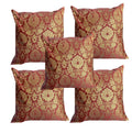 Pink Parrot Dopian Silk Designer Decorative Throw Pillow Covers/Cushion Covers (16X16 Inches)  Set Of 5 Code 019