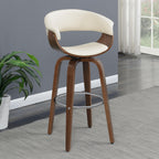 Zion Upholstered Swivel Bar Stool, Walnut and Ecru