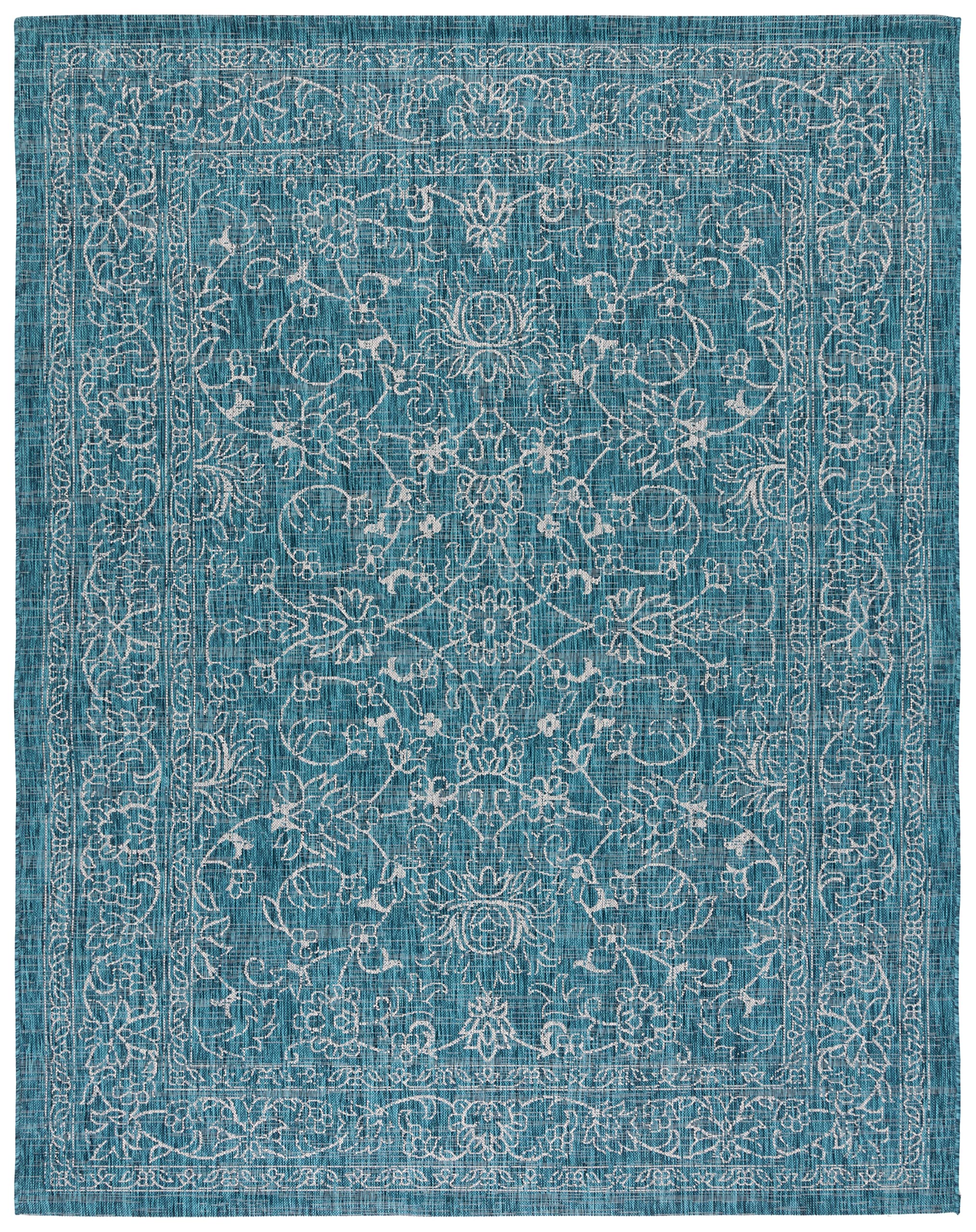 Safavieh Courtyard Collection Area Rug - 9' X 12', Turquoise, Non-Shedding & Easy Care, Indoor/Outdoor & Washable-Ideal For Patio, Backyard, Mudroom (Cy8680-37221)