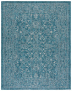 Safavieh Courtyard Collection Area Rug - 9' X 12', Turquoise, Non-Shedding & Easy Care, Indoor/Outdoor & Washable-Ideal For Patio, Backyard, Mudroom (Cy8680-37221)