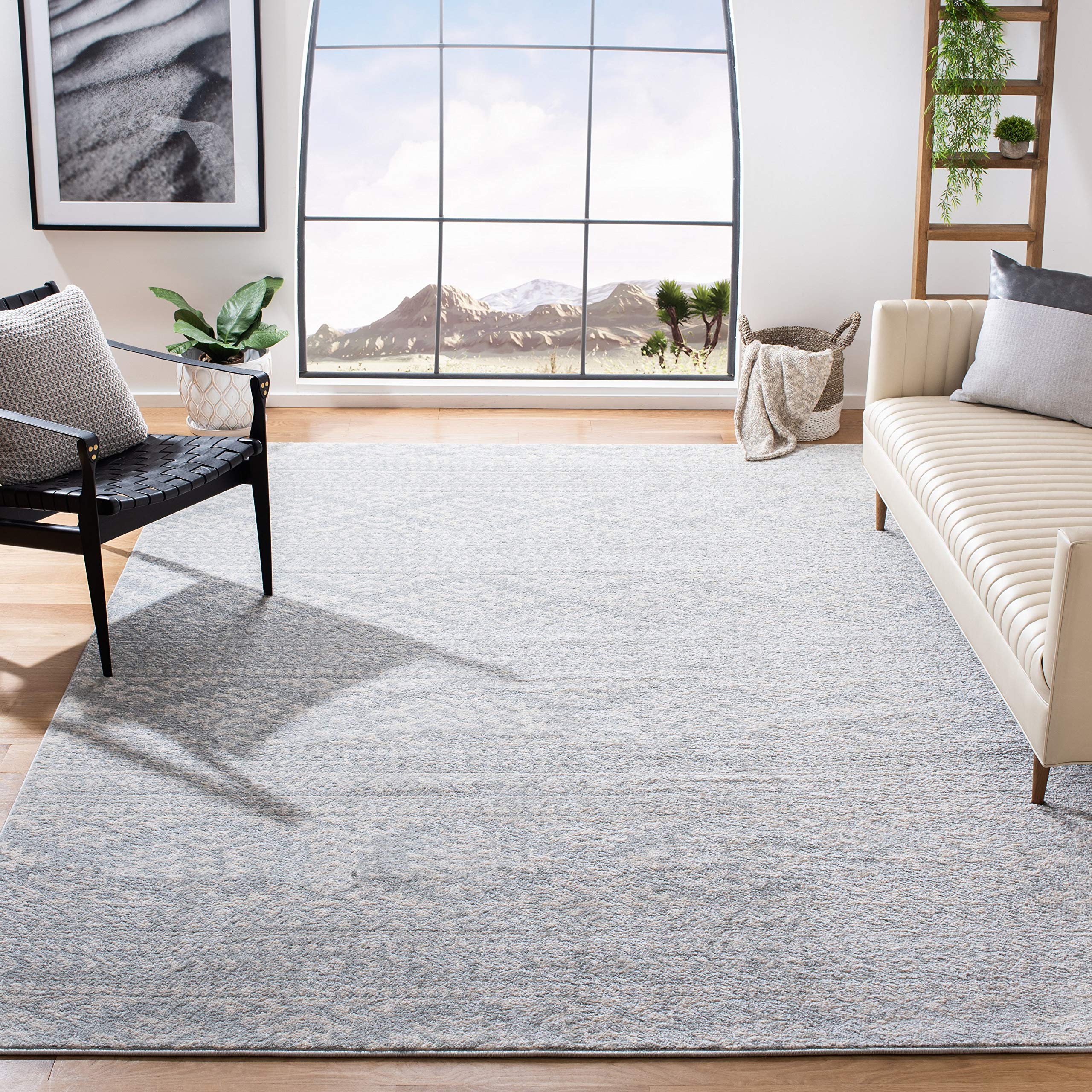 SAFAVIEH Tulum Collection X-Large Area Rug - 12 x 15, Light Grey & Ivory, Moroccan Boho Tribal Design, Non-Shedding & Easy Car