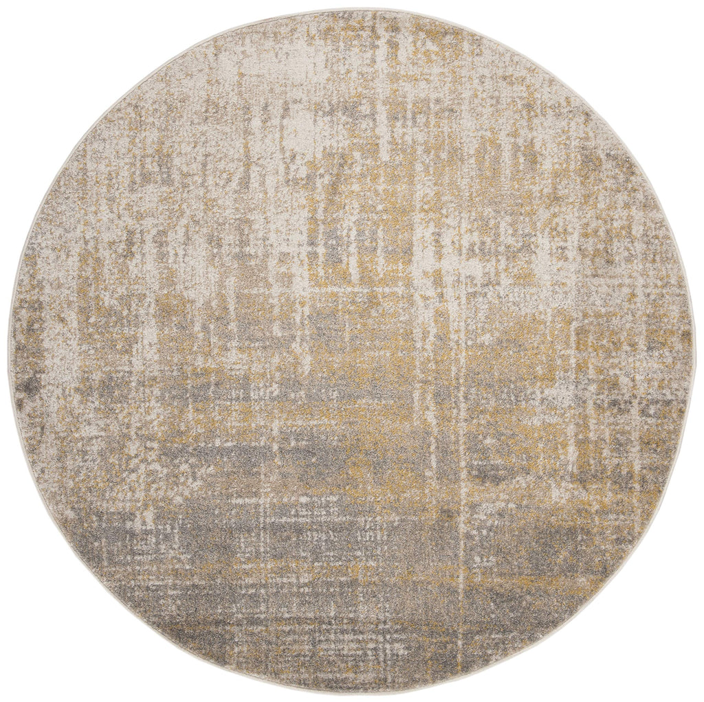 Safavieh Adirondack Collection Area Rug - 6' Round, Creme & Gold, Modern Abstract Design, Non-Shedding & Easy Care, Ideal For Hi