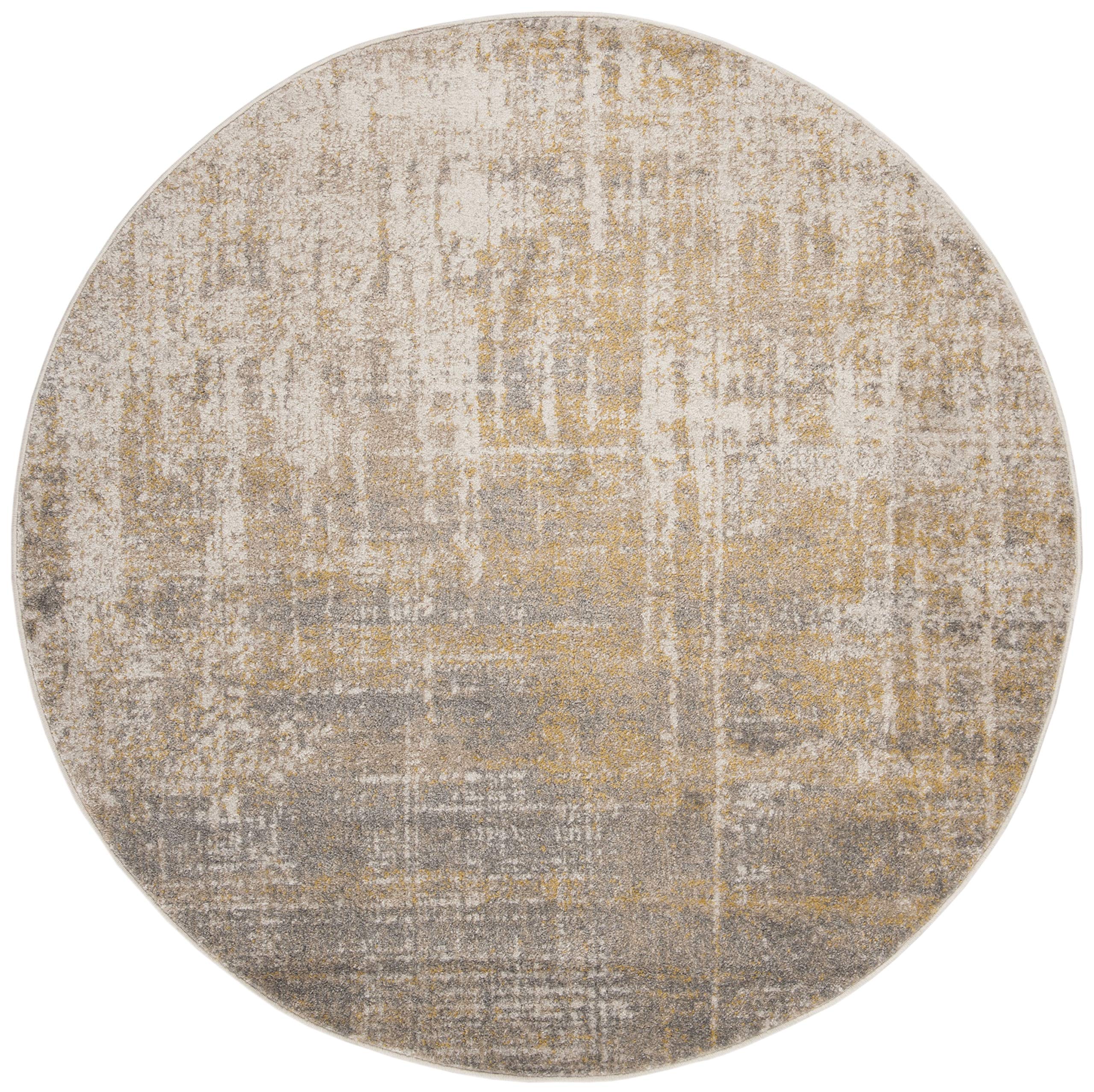 Safavieh Adirondack Collection Area Rug - 6' Round, Creme & Gold, Modern Abstract Design, Non-Shedding & Easy Care, Ideal For Hi