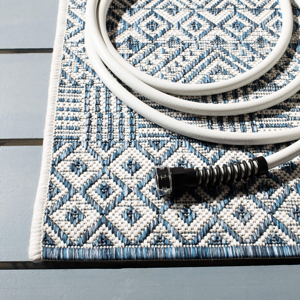 Safavieh Courtyard Collection 4' X 5'7' Blue / Navy Cy8235 Indoor/ Outdoor Waterproof Easy Cleaning Patio Backyard Mudroom Accent Rug