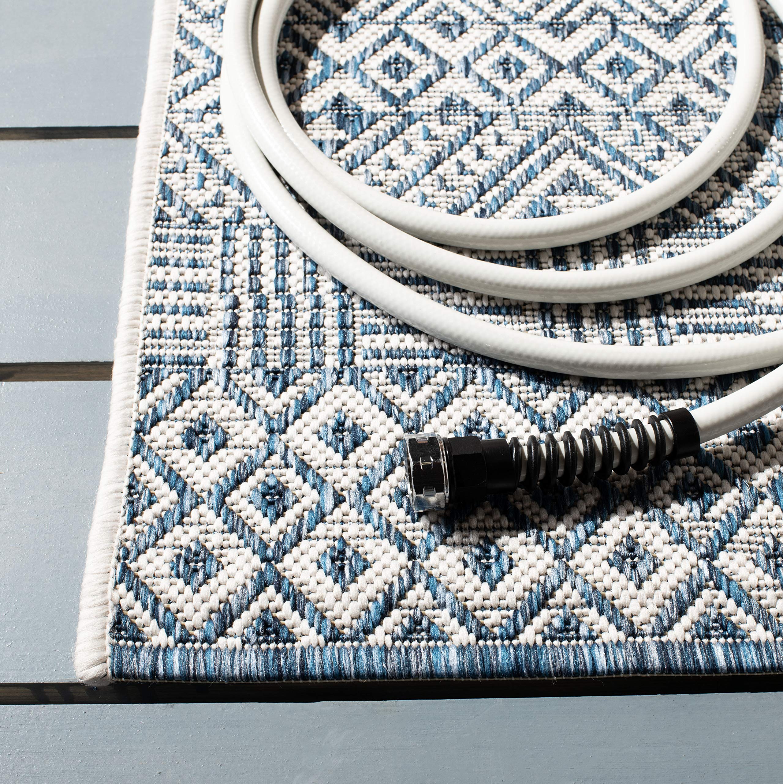 Safavieh Courtyard Collection Area Rug - 8' X 10', Blue & Navy, Non-Shedding & Easy Care, Indoor/Outdoor & Washable-Ideal For Patio, Backyard, Mudroom (Cy8235-53412)