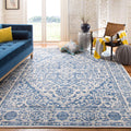 SAFAVIEH Brentwood Collection 5 Square Navy / Light Grey BNT832M Medallion Distressed Non-Shedding Living Room Bedroom Area Rug