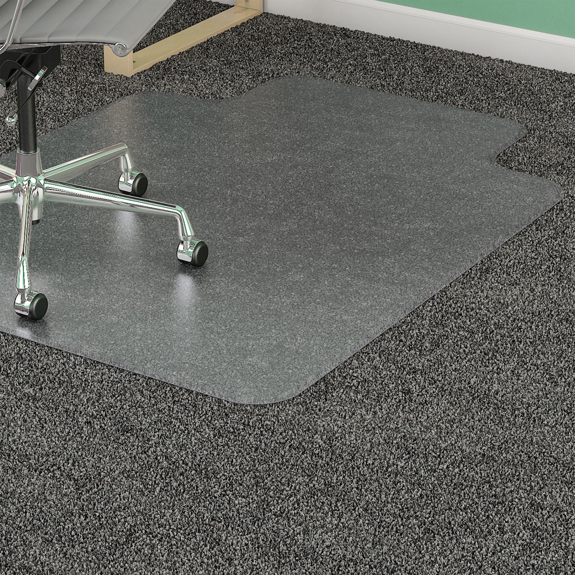 Lorell, LLR25756, PlushMat Wide Lip Chairmat, 1 / Each, Clear