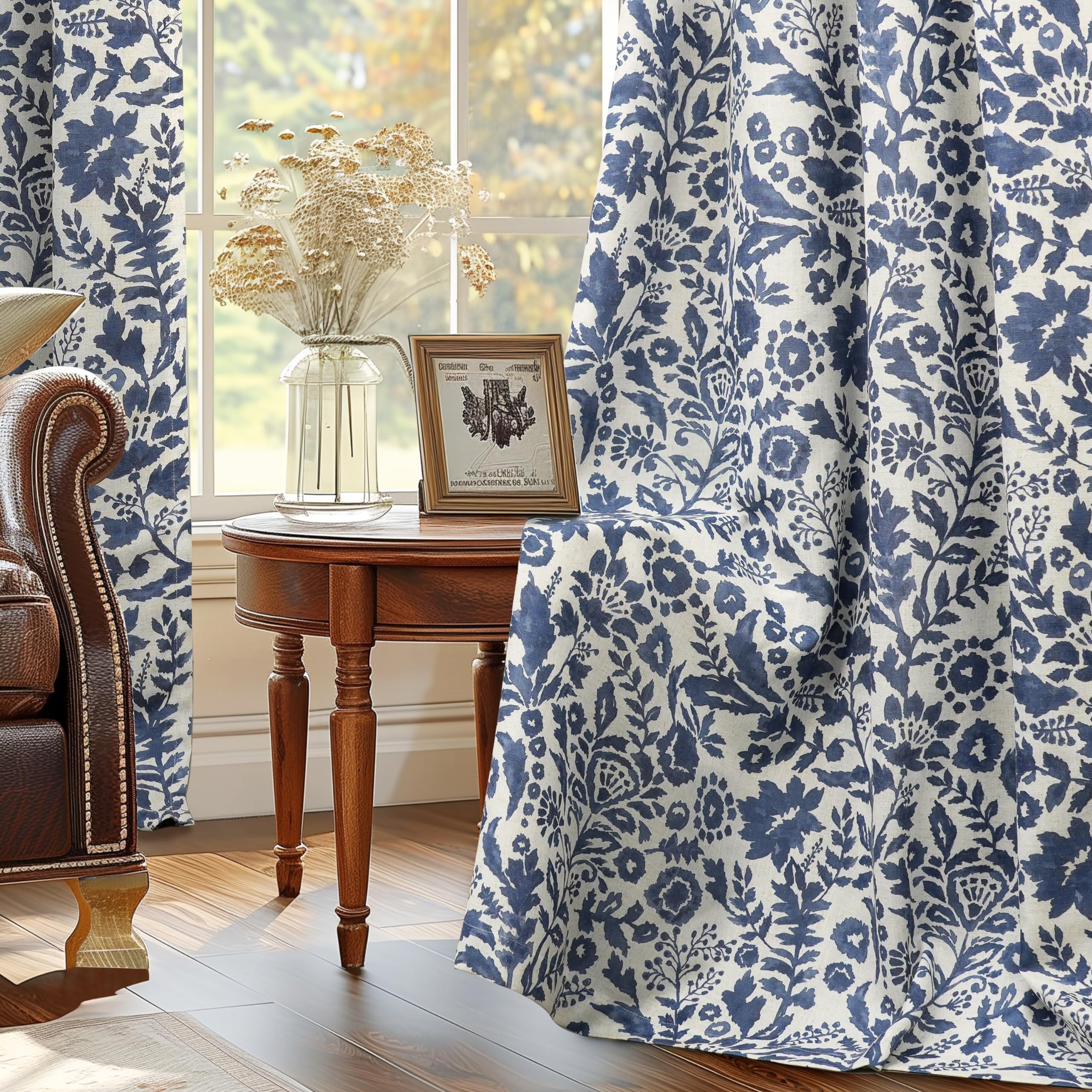Driftaway Julia Watercolor Blackout Room Darkening Grommet Lined Thermal Insulated Energy Saving Window Curtains 2 Layers 2 Pane