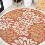 Jonathan Y Smb110E-5R Zinnia Modern Floral Textured Weave Indoor Outdoor Area Rug, Country Coastal Contemporary Easy Cleaning,Be