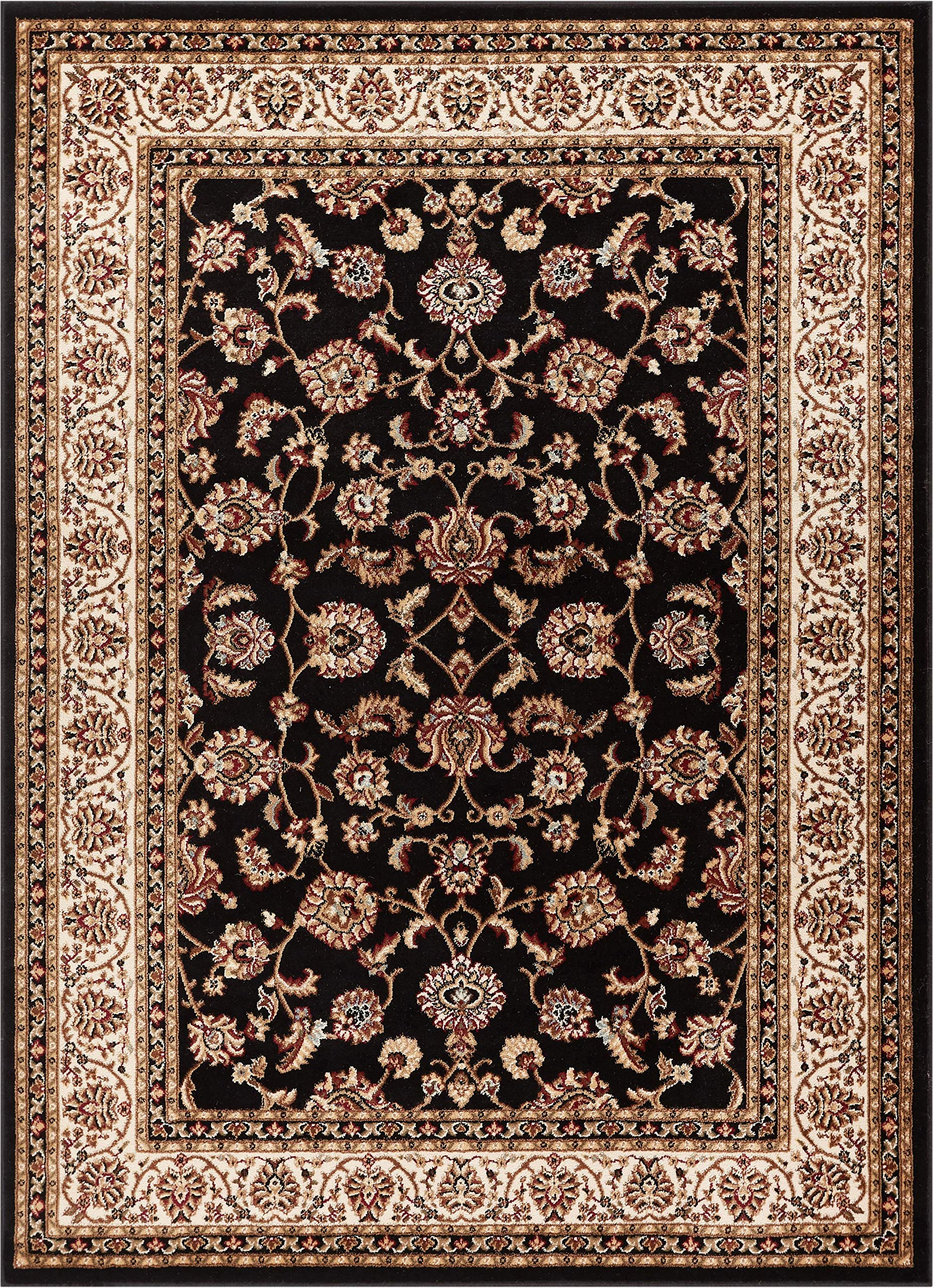 Well Woven Barclay Collection Sarouk Black 5x7 Area Rug - for Living Room, Bedroom, and Dining Room