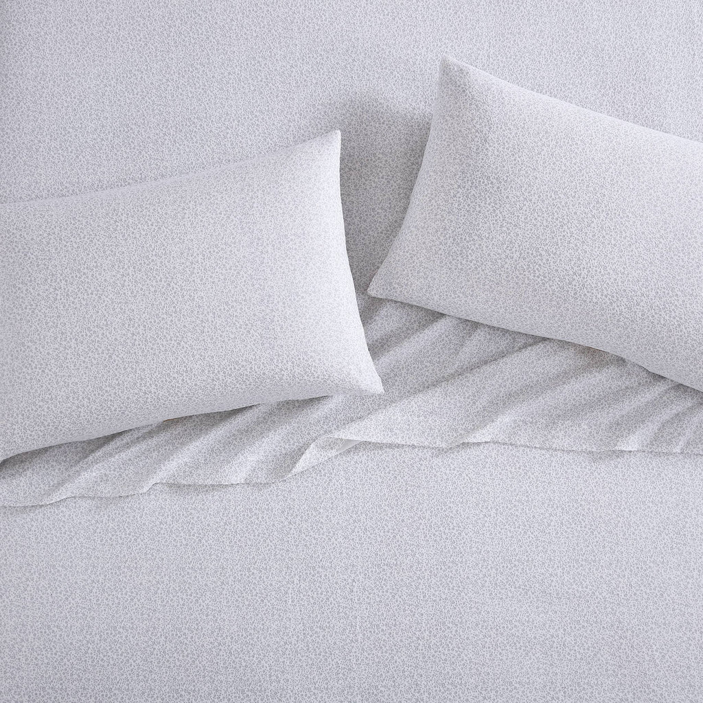 Laura Ashley Home - Queen Sheets, Cotton Flannel Bedding Set, Brushed For Extra Softness & Comfort (Chelsie Vine Grey, Queen)
